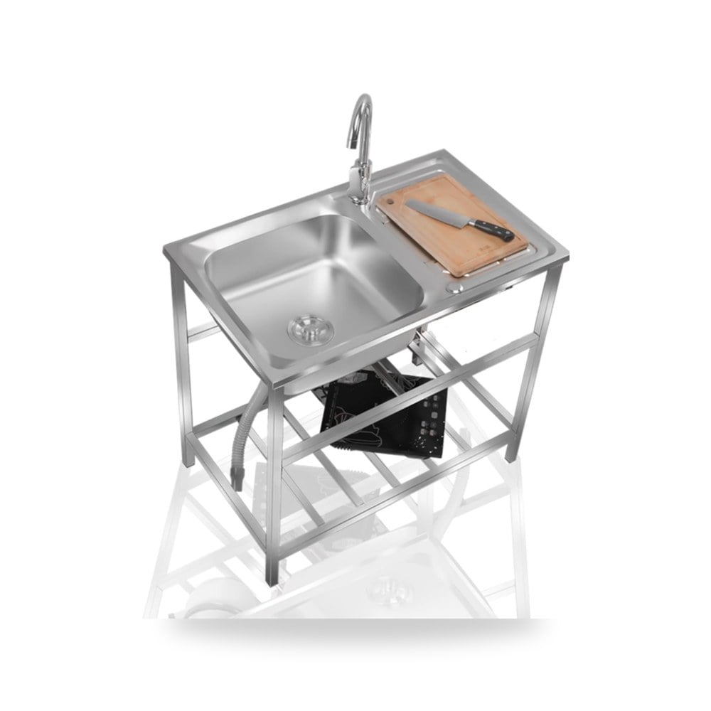حوض مطاعم تجاري مع انبوب ماء بارد وساخن وصنبور من الستانلس ستيل
