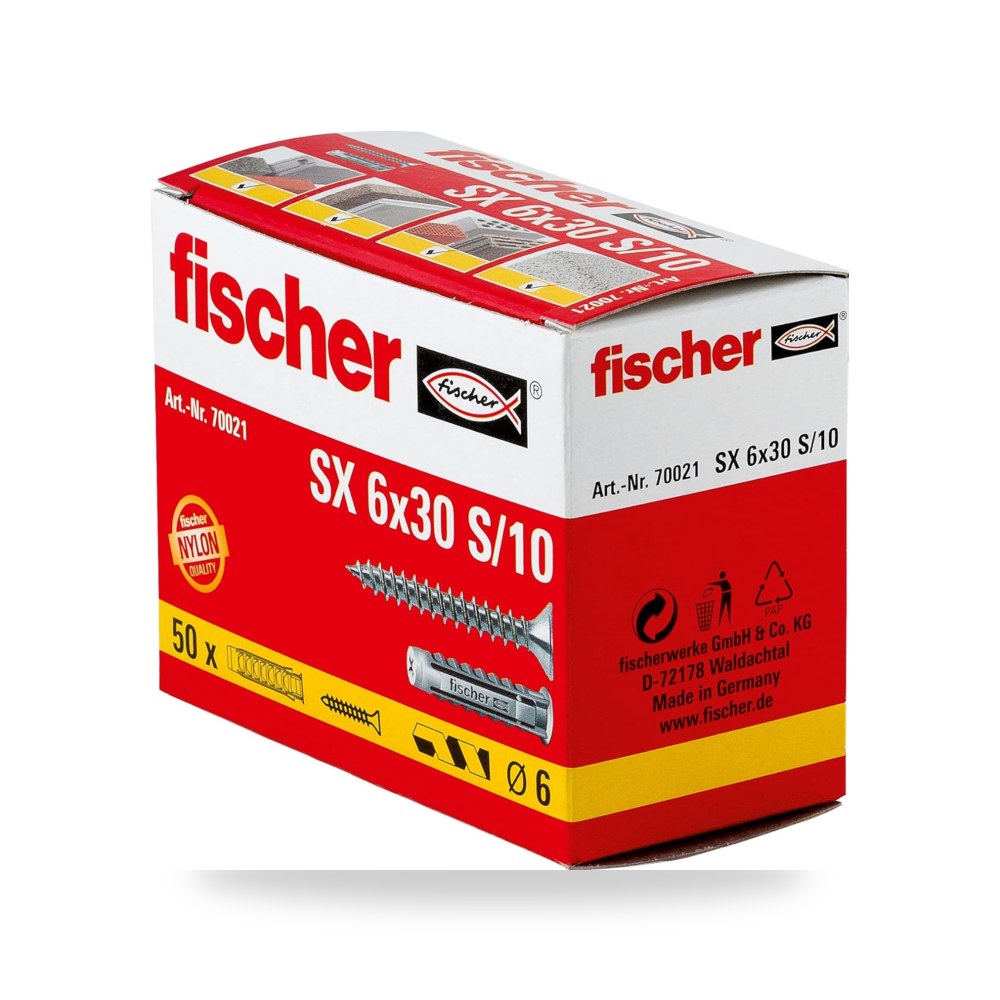 إسفين وبرغي SX S - 10 من فيشر، 6×30 مم