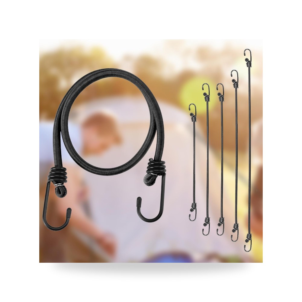 حبال مطاطية مع خطافات مفتوحة - مقاسات مختلفة - (6 قطعة)