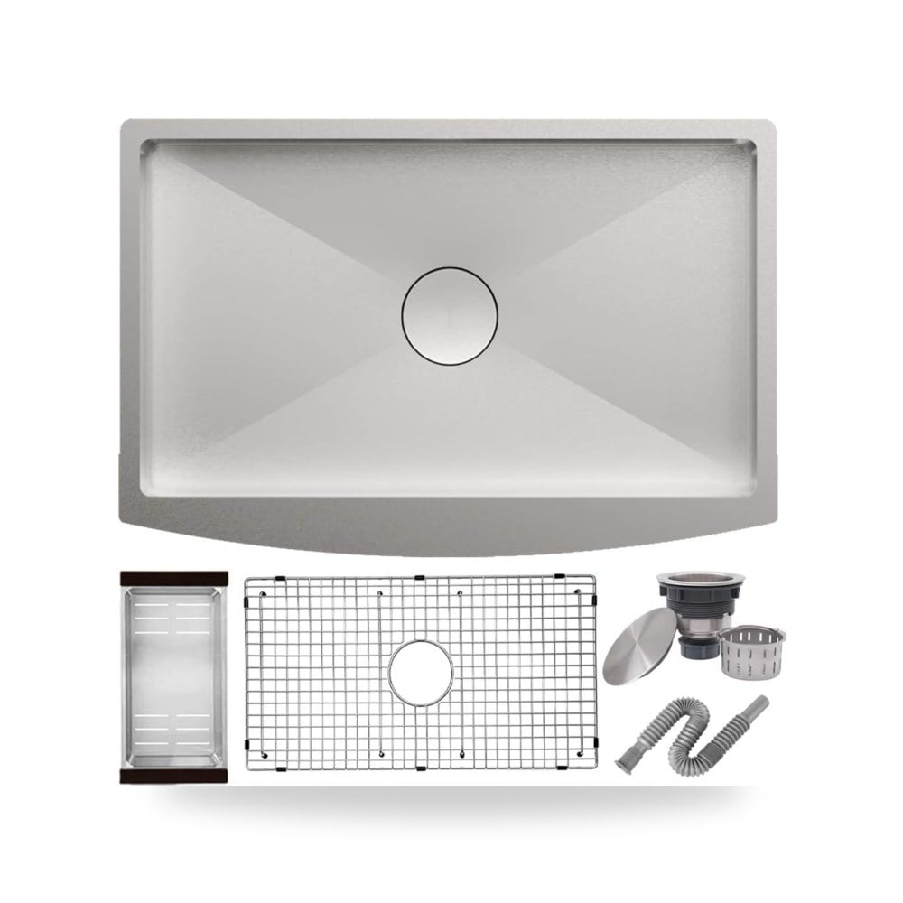 حوض مطبخ يدوي الصنع من الفولاذ المقاوم للصدأ، بلمسة نهائية