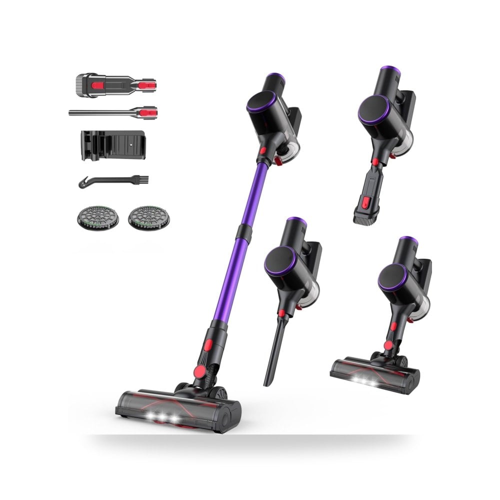 مكنسة كهربائية لاسلكية، مكنسة عصا شفط قوية بشاشة لمس