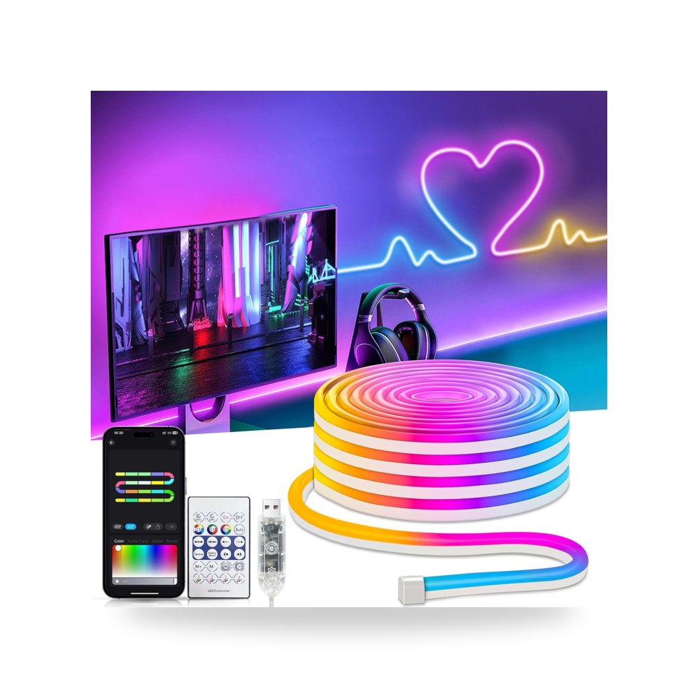حبل اضاءة نيون ذكي بمنفذ USB بطول 16.4 قدم بالوان RGB