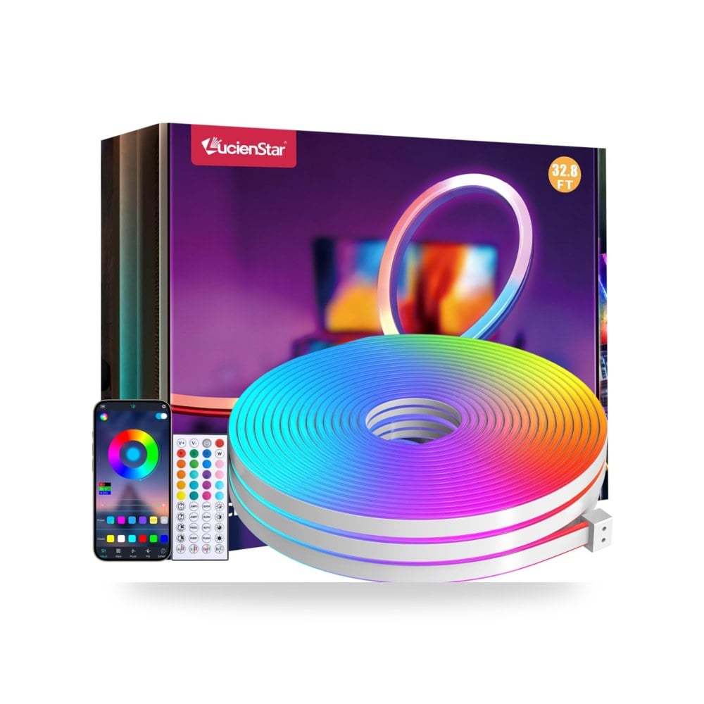 شريط اضاءة نيون LED بطول 10 متر من لوسينستار، حبل نيون مرن موديل IP67