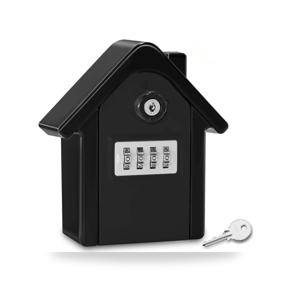 Weatherproof Wall-Mounted Key Lock Box - Secure 4-Digit Combination Safe for Outdoor Use