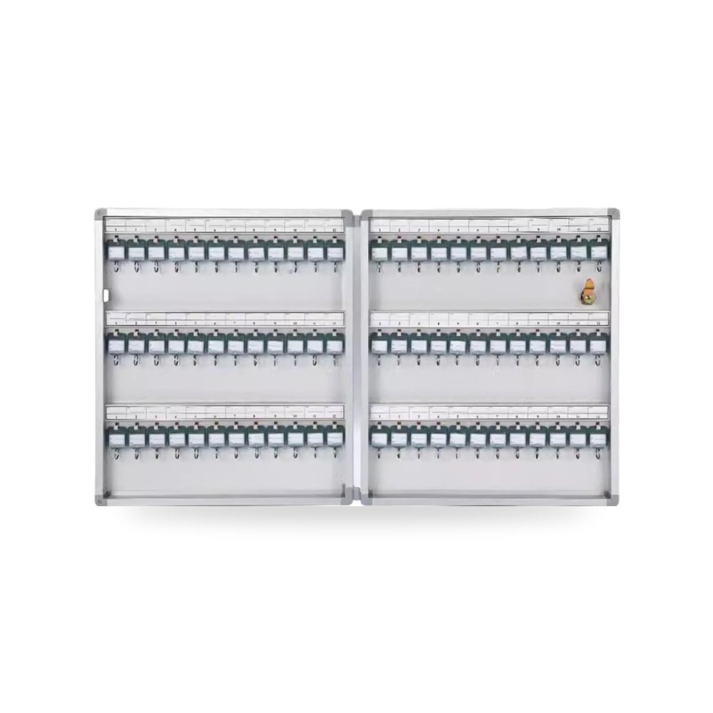 Wall-Mounted Key Box 72-Key Silver Lockable nizer Ideal for Home Office and Car Keys