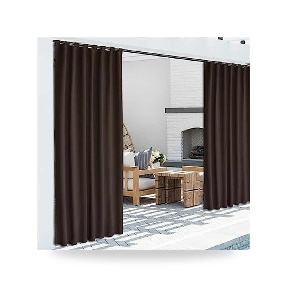 ستائر تعتيم خارجية مقاومة للماء بلون بيج من قطعة واحدة