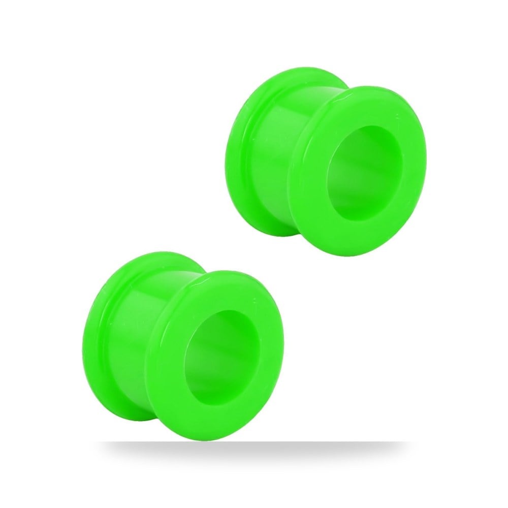 زوج من أنفاق التوهج المسطحة من السيليكون الاخضر 0G (8 مم)