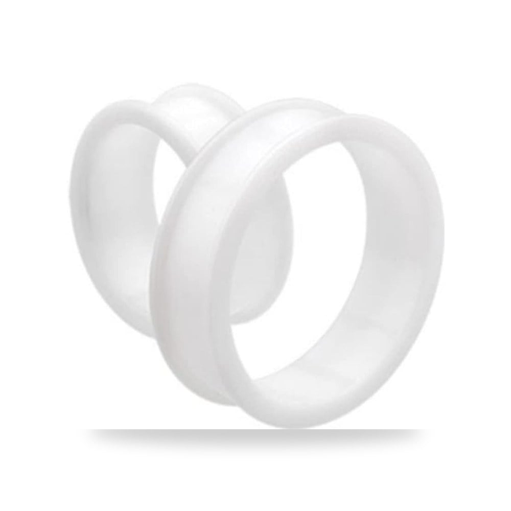 زوج من نفق مضيئة مسطحة من السيليكون الابيض 0G (8 مم) مقياس