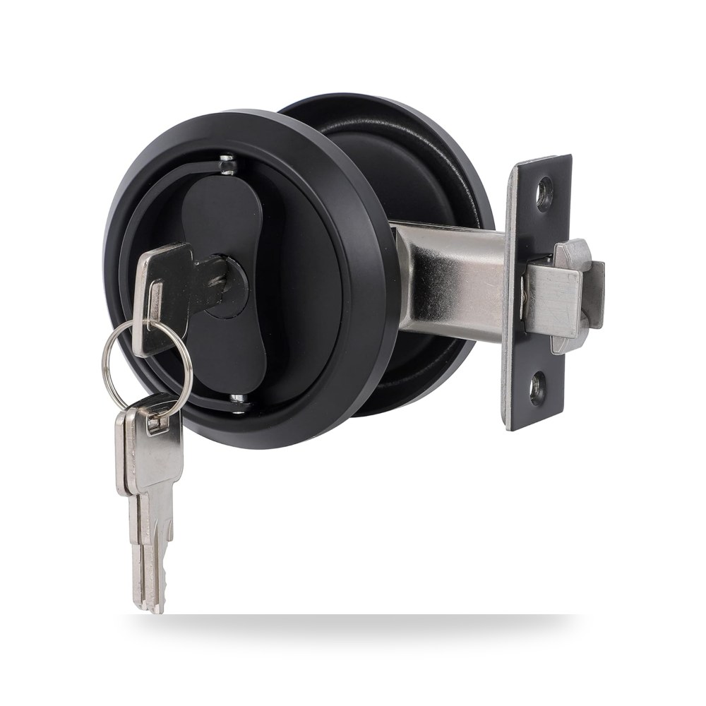 طقم مسار وبكرات ودليل أبواب منزلقة وأبواب الجيب المعلقة (Pocket Door Hardware Kit) 8 انش