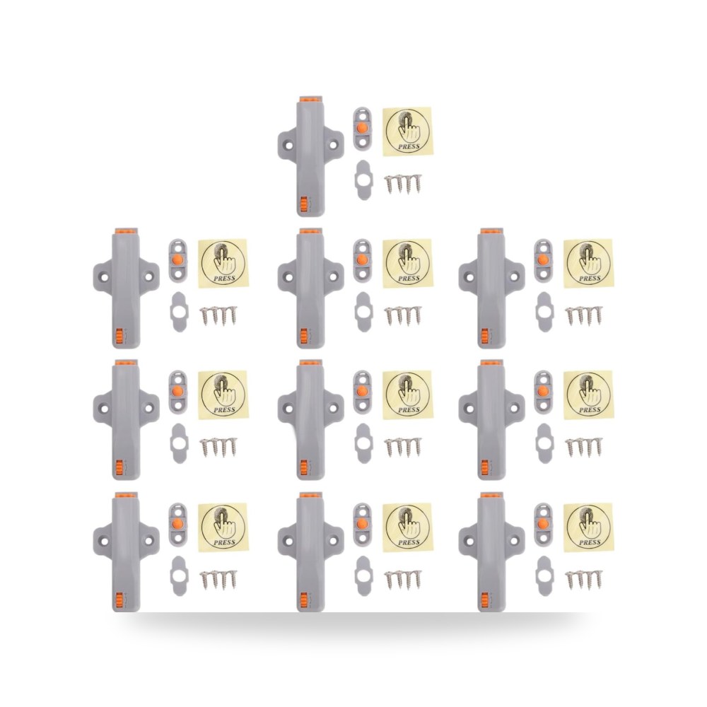 Hyuduo Push to Open Latch,10 Set 40N Spring Cabinet Catch | ABS,Doors Up To 8ft,Gray,Non