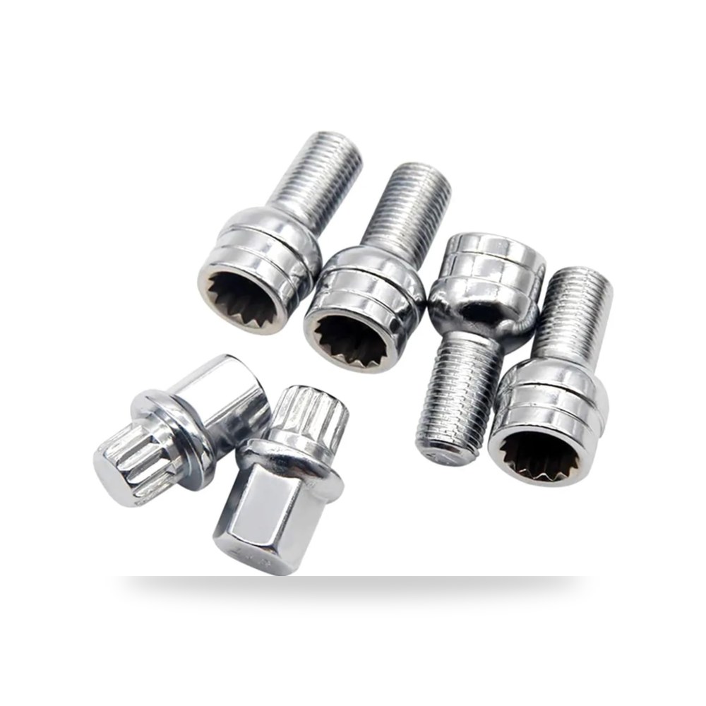 طقم مسامير وصواميل تثبيت جنوط وعجلات السيارات 6 pcs
