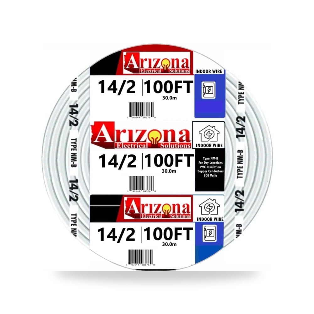 100 قدم 14 - 2 نوع NM B النحاس رقم 14 AWG 2 ARIZONA ELECTRICAL SOLUTIONS موديل NM-B