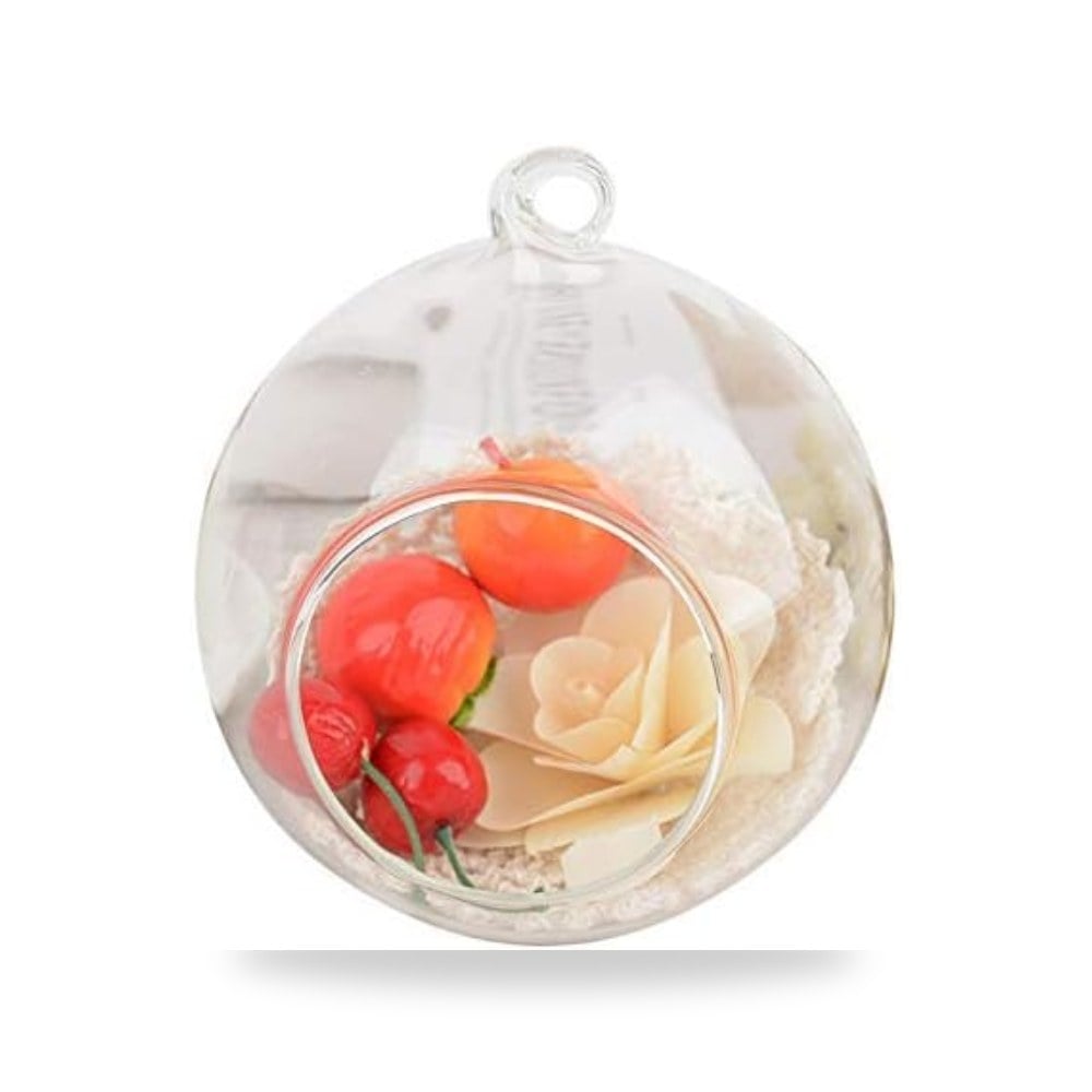 حامل شموع معلق من الزجاج الكريستالي وحامل فانوس معدني من الحديد