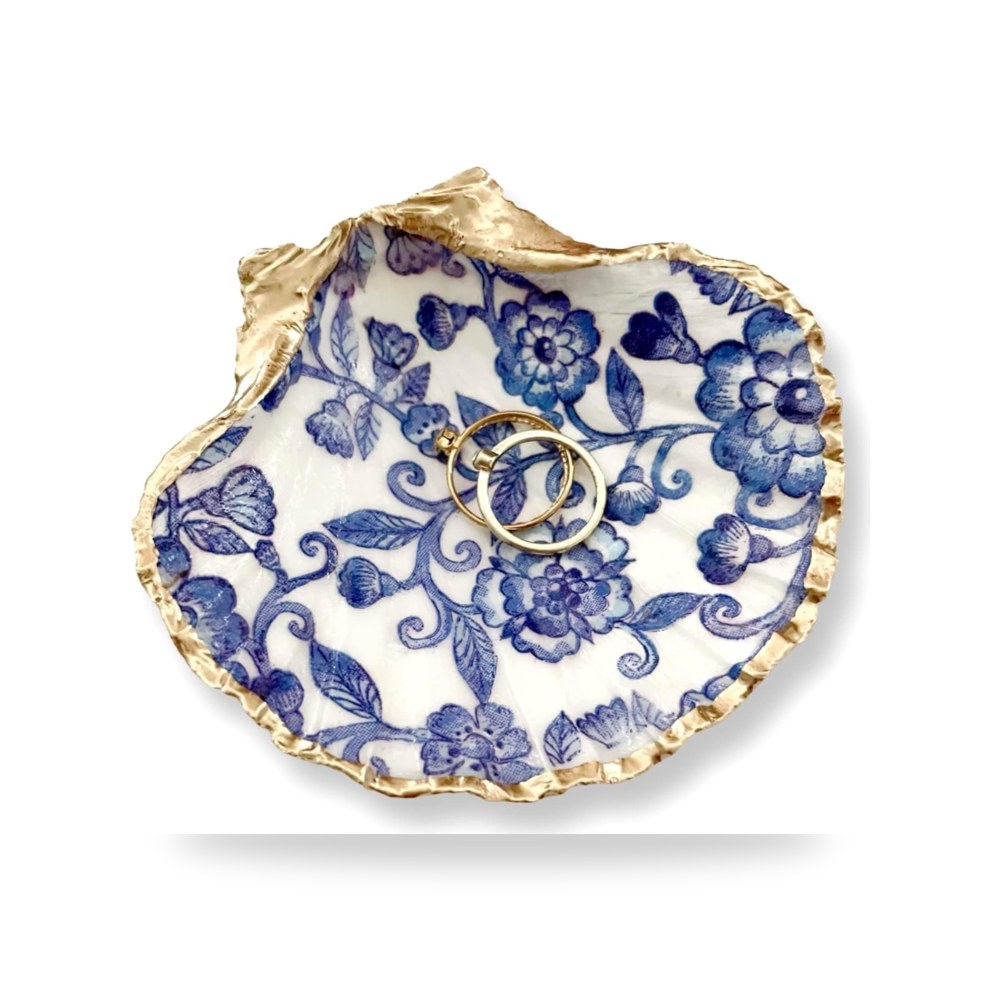 إكسسوارات وتجهيزات منزلية وديكورية Blue Floral Lace Trinket Dish, Natural Pearl Earrings