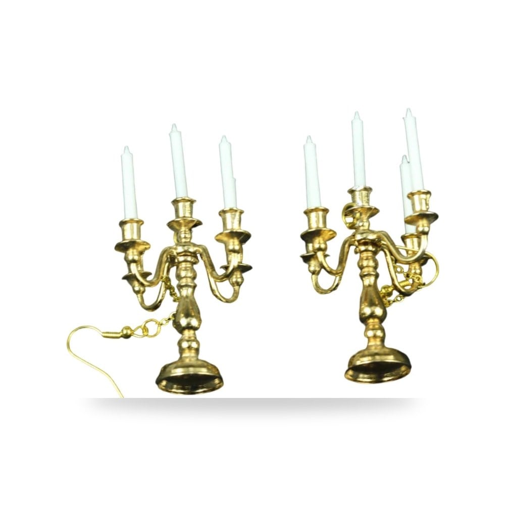 حامل شموع من ميني بلينغز مكون من 5 اذرع، شمعدان ذهبي مصنوع