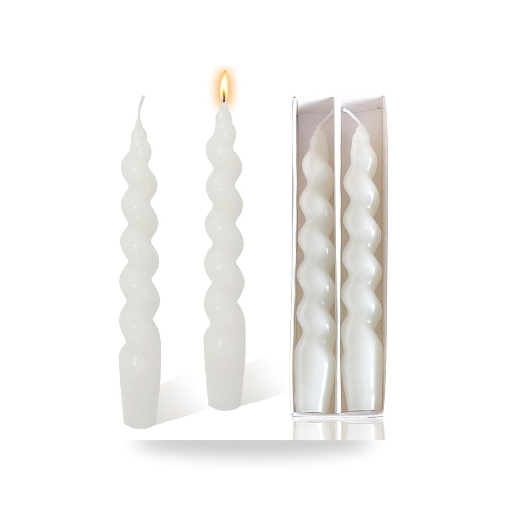 4 شموع حلزونية مدببة مصنوعة يدويا 7.5 انش من يلا جوي، ديكور