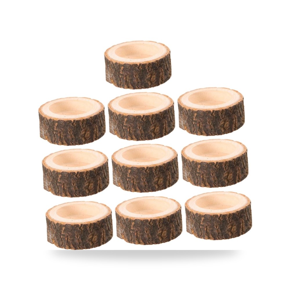 شموع وحامل شموع خشب طقم 10 قطع 10pcs موديل عالي المتانة والجودة