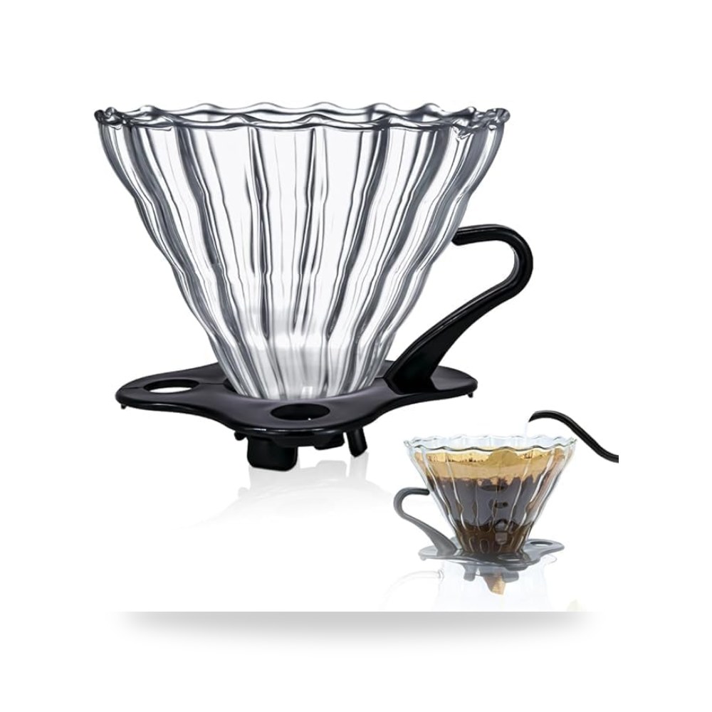 طقم قهوة V60، وعاء قهوة زجاجي، قاعدة قهوة ستاند، فلتر قهوة كاينج