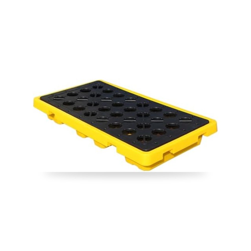 صينية احتواء انسكاب الزيت باللونين الاصفر والاسود، منصة
