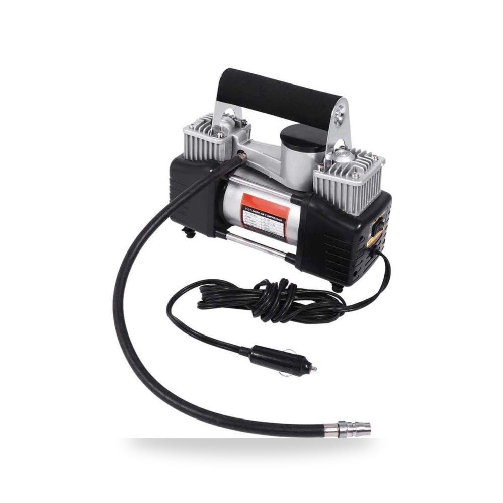 ضاغط هواء اطارات مزدوج الاسطوانة شديد التحمل للسيارة كامل