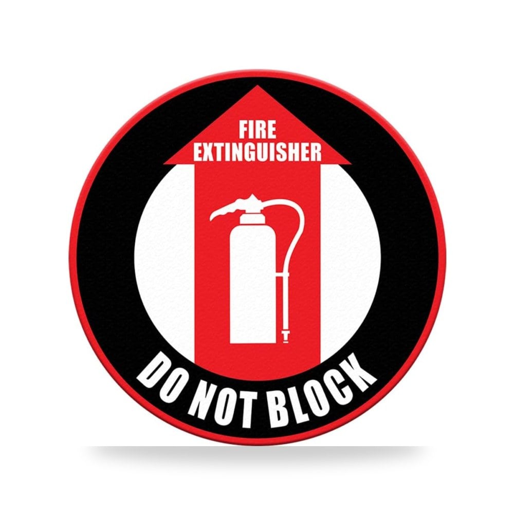 ملصقات ارضية بطبعة Fire Extinguisher Do Not Block باللون