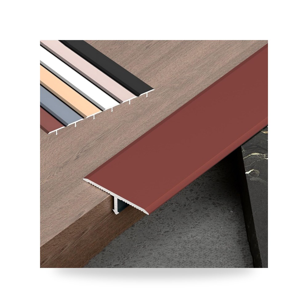شريط فاصل ارضي من الالومنيوم على شكل حرف T لعتبة باب الخشب
