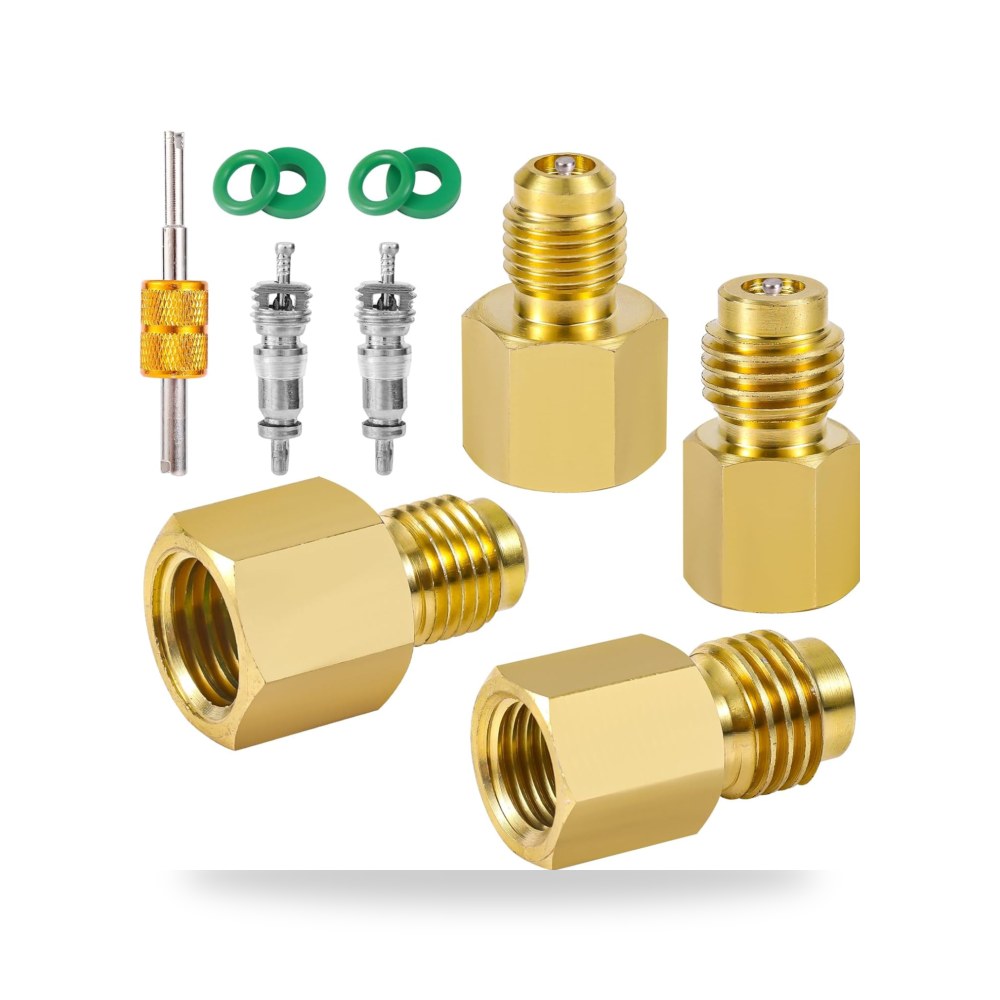 محول خزان تبريد نحاسي R134A من 4 قطع، 1 - 4 SAE ذكر الى 1 - 2