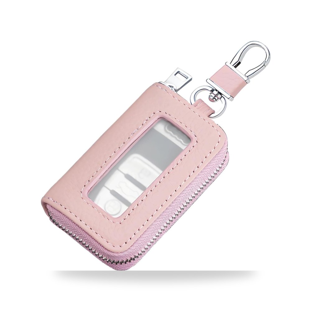 حافظة حماية لمفتاح السيارة من الجلد الطبيعي الفاخر مع شريط
