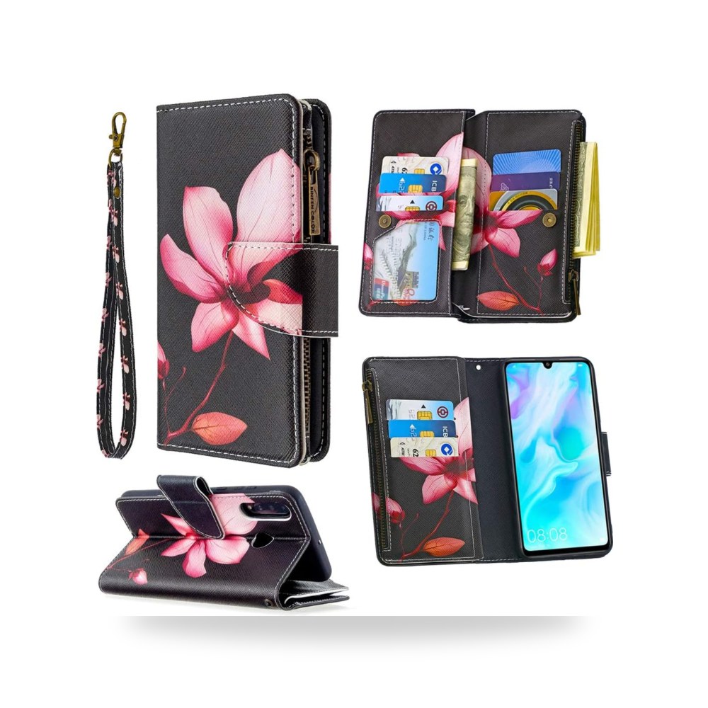 جراب محفظة بسوستة, زهرة اللوتس, Huawei P Smart Z انجوي كيس