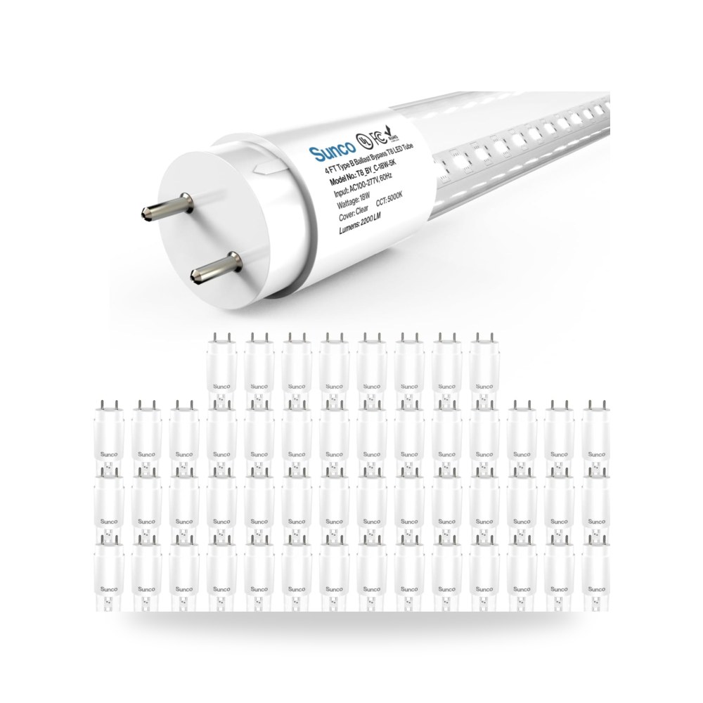 صنكو لايتنغ 50 عبوة من انابيب LED T8 بديلة 4 قدم، 48 انش، موديل Single-Ended