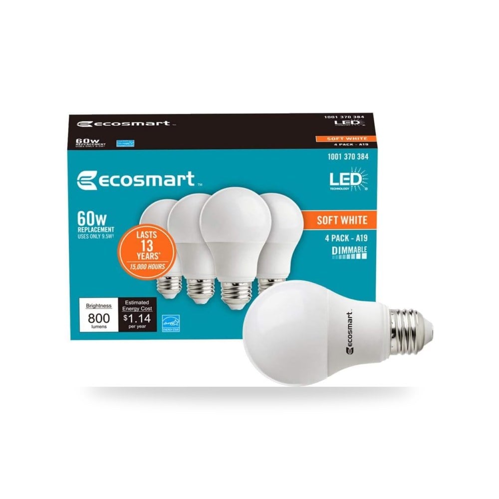 60 واط يعادل ضوء ابيض ناعم A19 نجمة الطاقة ومصباح اضاءة LED