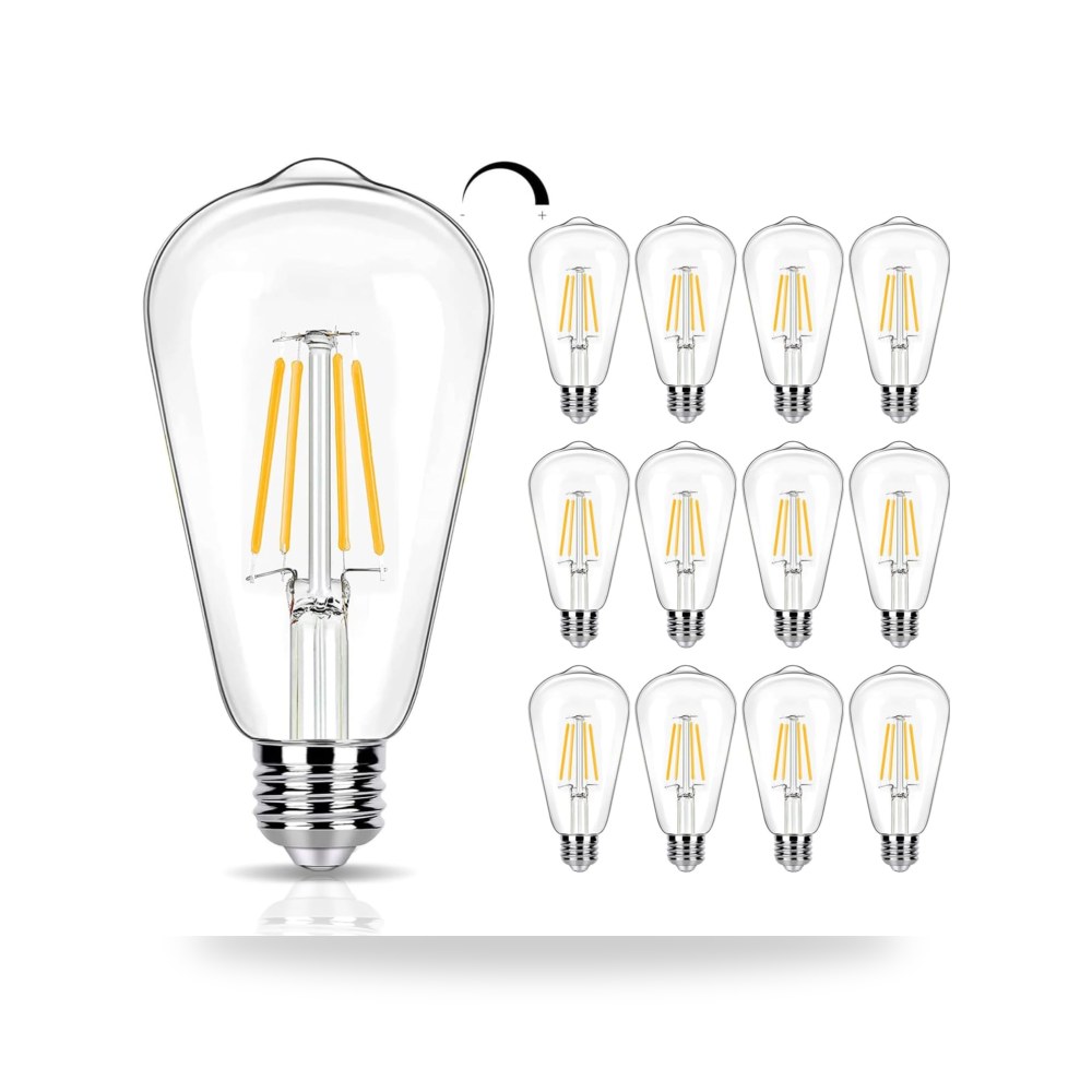12 عبوة من مصابيح اديسون LED قابلة للتعتيم تعادل 40 واط، موديل ST19
