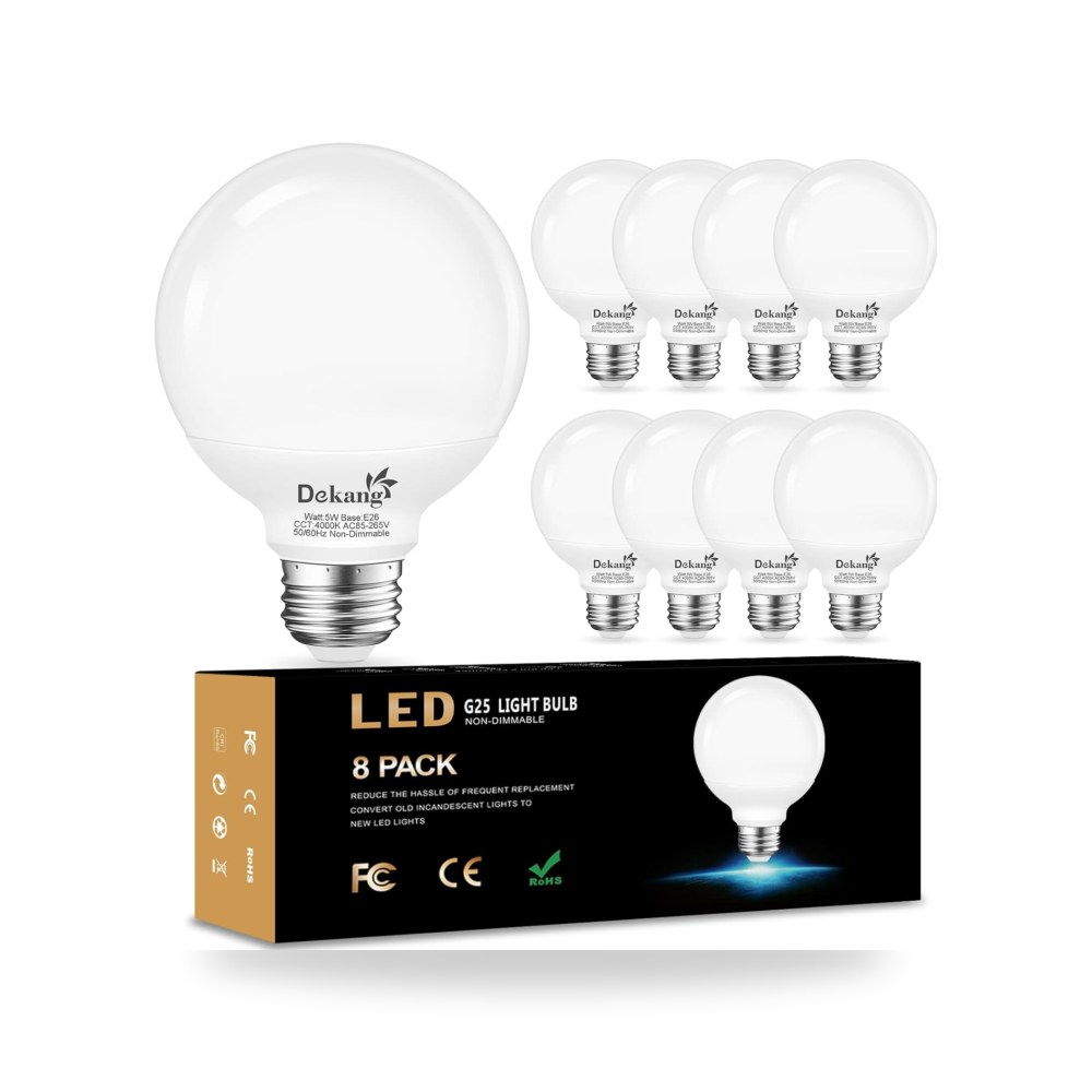 8 عبوات من مصابيح LED فانيتي للحمام، ضوء نهاري طبيعي
