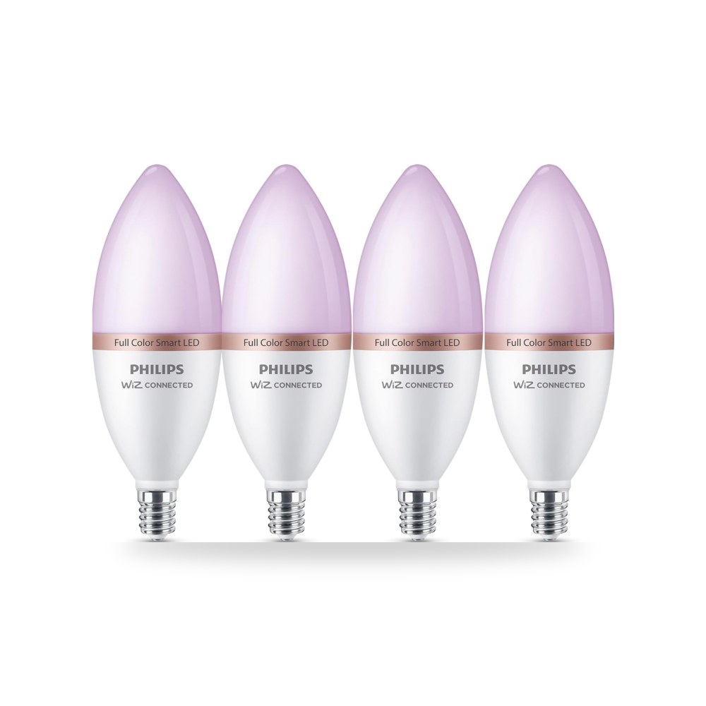 فيليبس اضاءة ذكية LED RGB C37، 4 عبوات قاعدة E14، 470 لومن