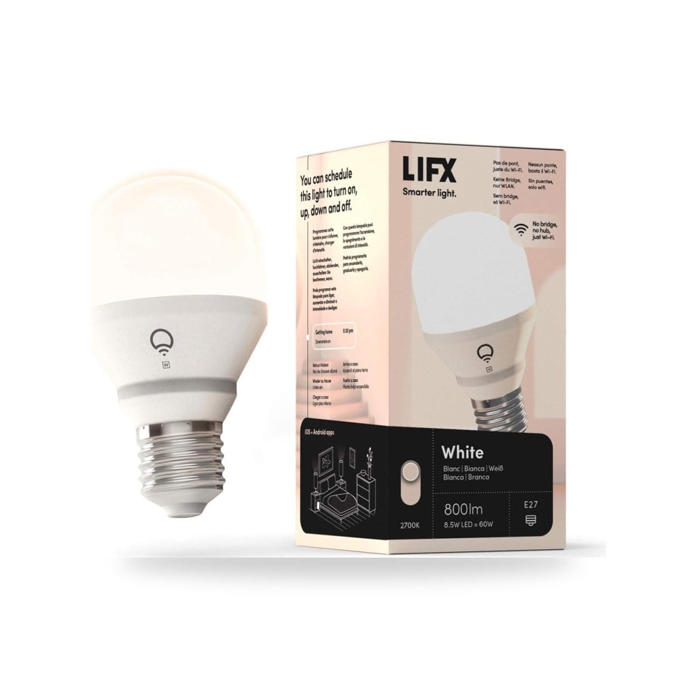 800 لومن، مصباح LED ذكي واي فاي، أبيض دافئ