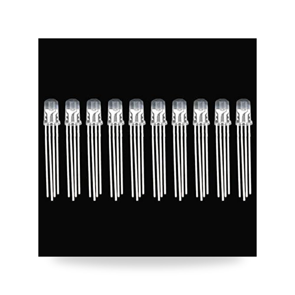 5 مم RGB LED انود كاثود مشترك ثلاثي الالوان 4 (10 قطعة)