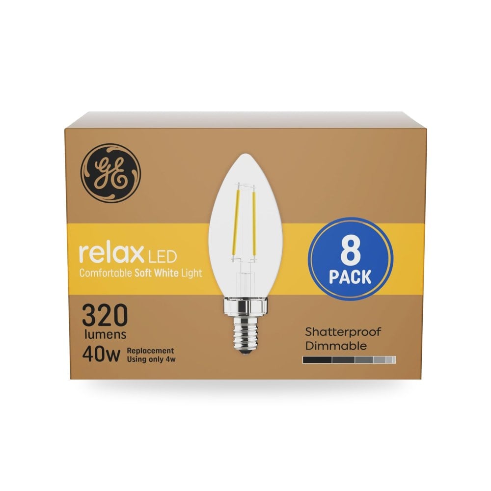 GE مصابيح اضاءة LED ريلاكس، ضوء شمعة، ابيض