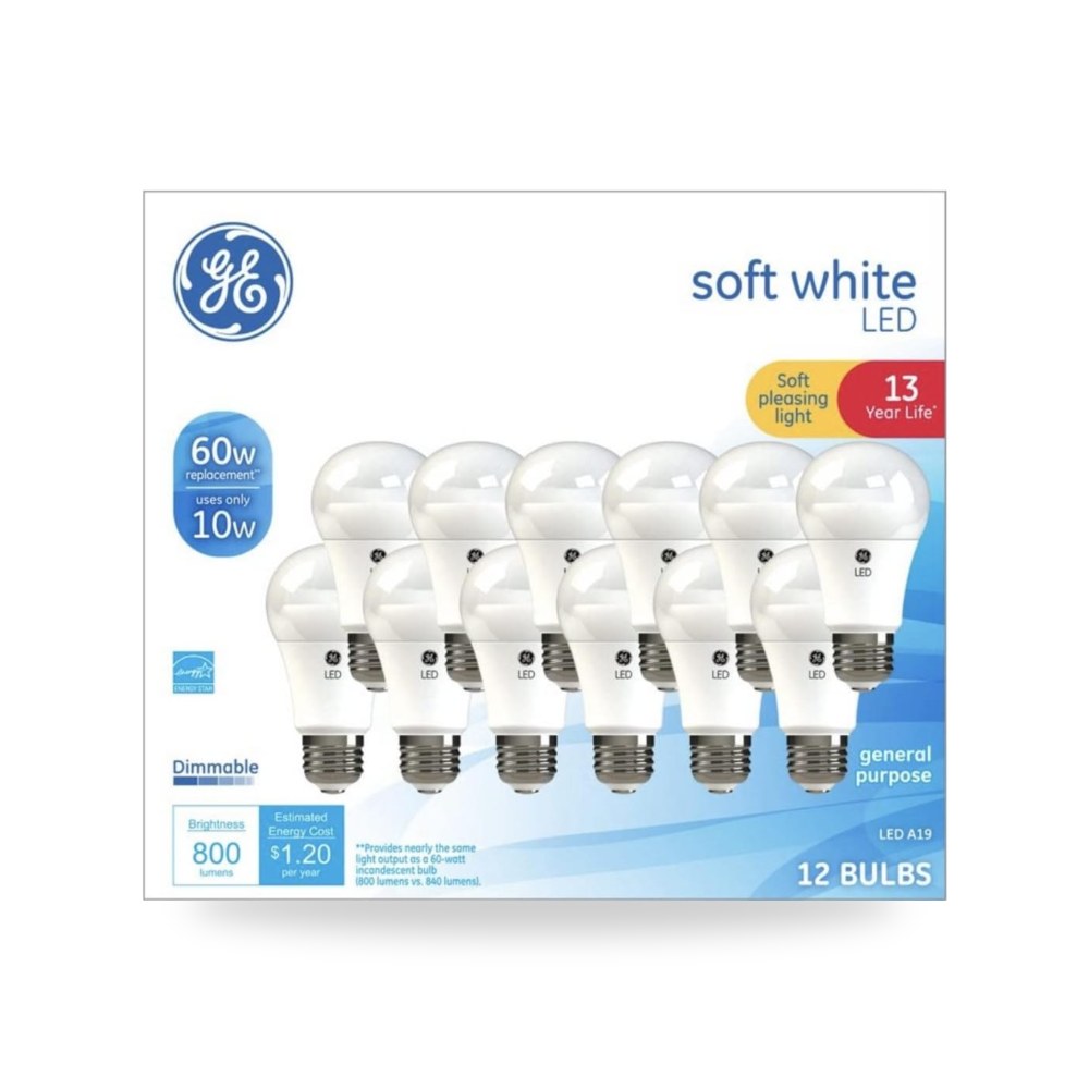 GE مصابيح اضاءة LED بديلة 60 واط من سوفت وايت
