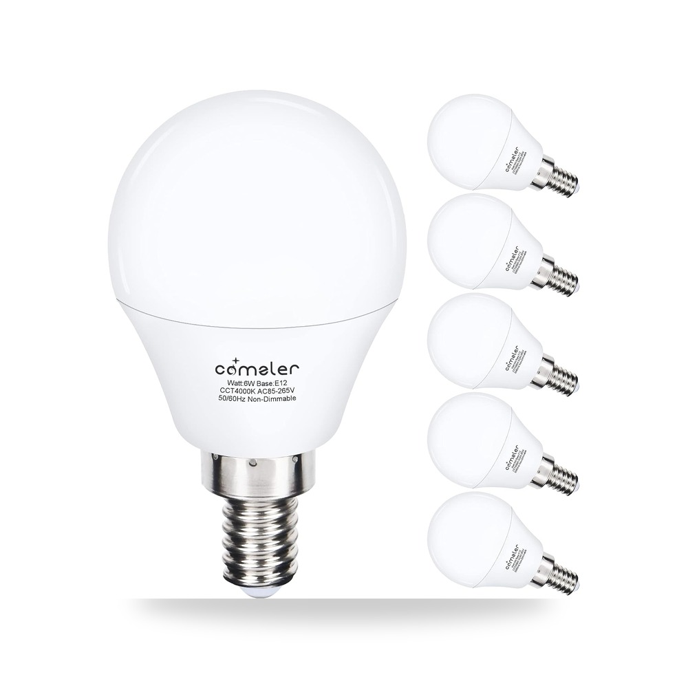 كومزلر مصابيح اضاءة صغيرة لمروحة السقف - ما يعادل 60 واط، 6 قطع