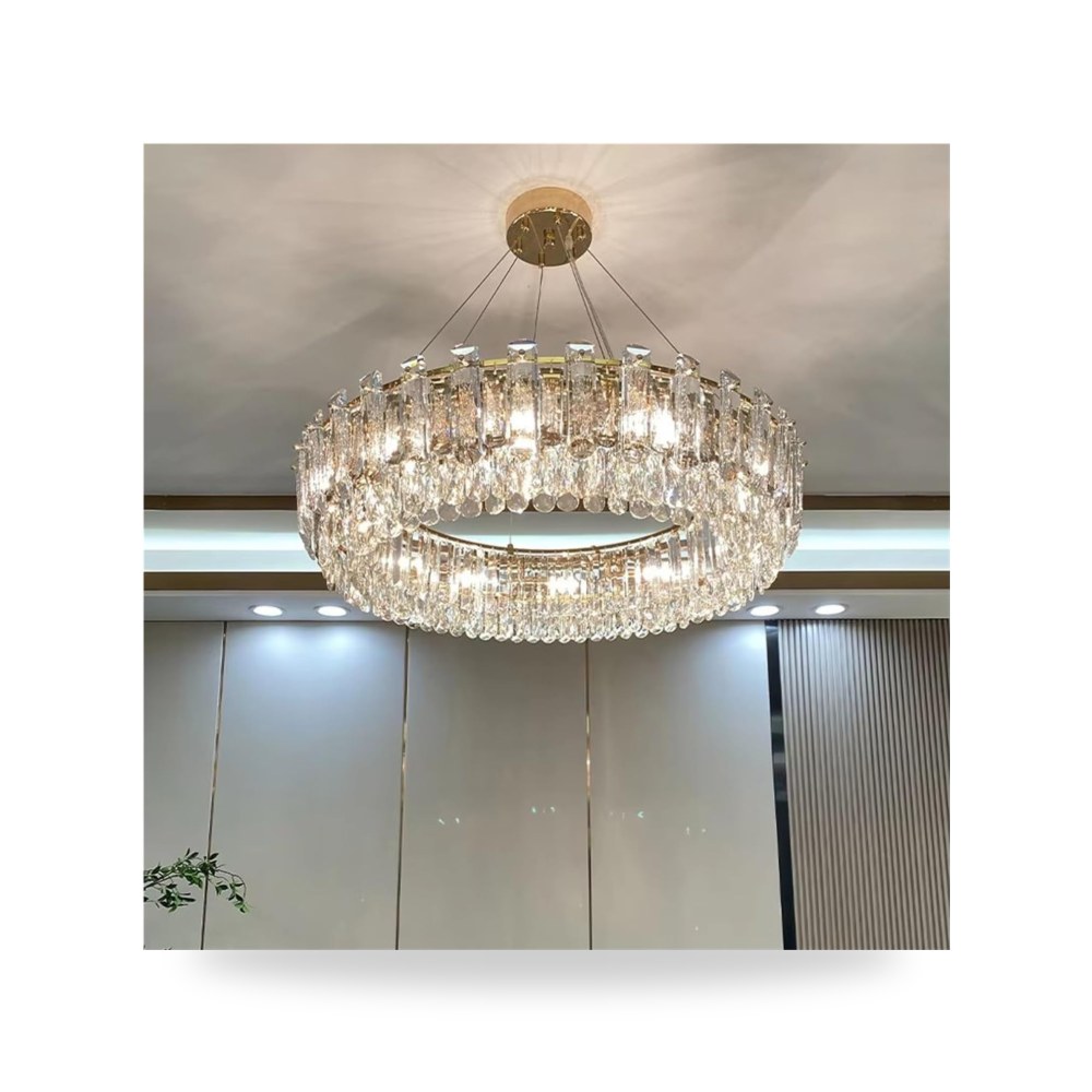 ثريا LED للمطبخ بتصميم جزيرة كريستالي شفاف متدلي، ثريا