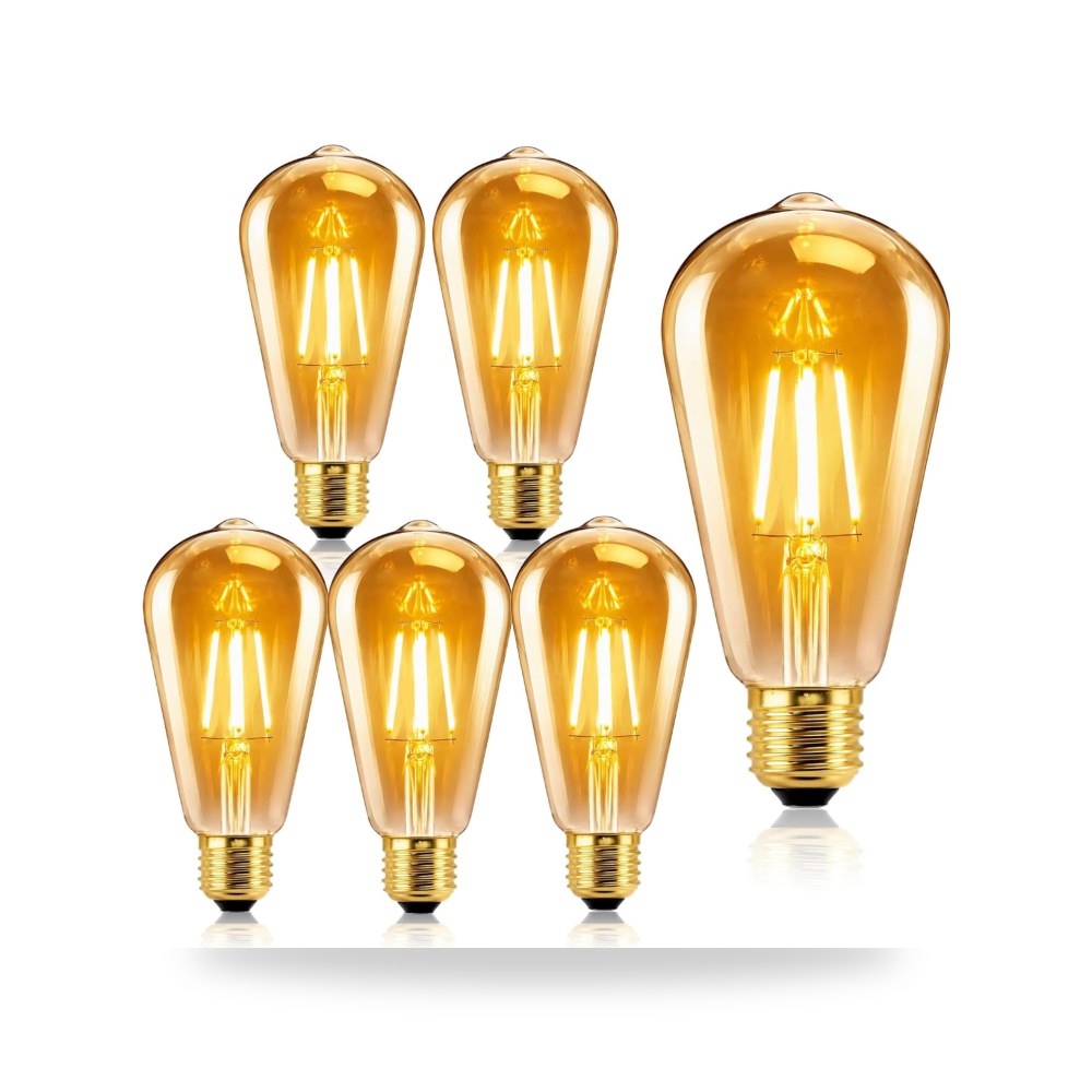 6 عبوات من مصابيح اديسون اللولبية، مصابيح LED ST64 E27