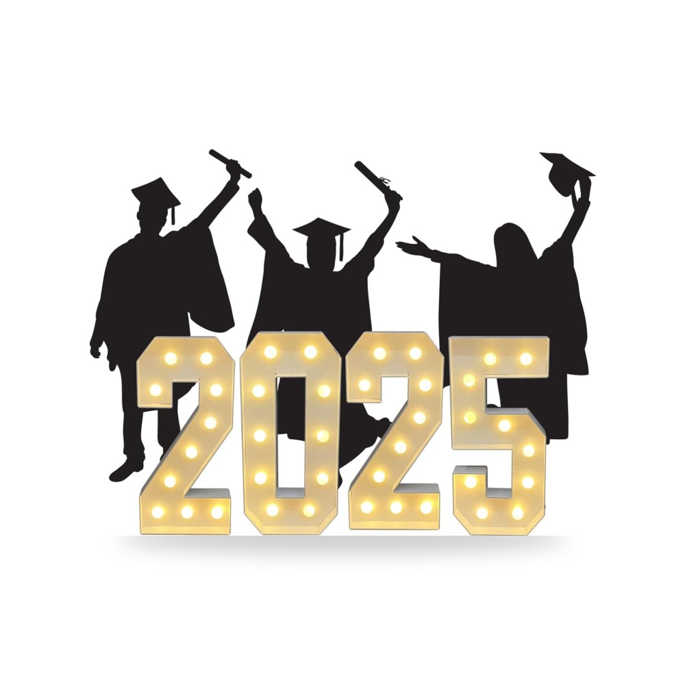 ديكورات حفلات التخرج 2025، 2025، ارقام تخرج 2025 مع اضواء