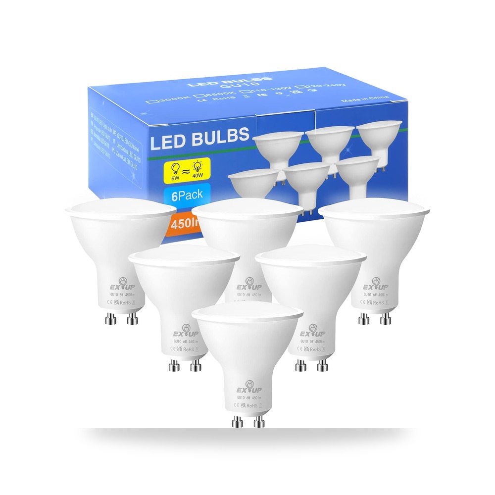 6 مصابيح سبوت LED جو 10 6500 كلفن ضوء ابيض بارد 6 واط موفرة تعادل لمبة هالوجين 40 واط