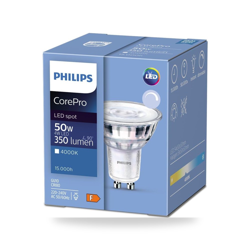 فيليبس عبوة من 10 قطع من كوريبرو LED 4 واط (50 واط) GU10 (كود: 764774)