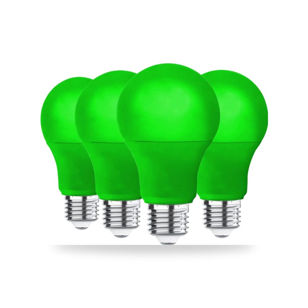 4 عبوات مصابيح LED خضراء - A19 9 واط مع قاعدة E26 تعادل 60