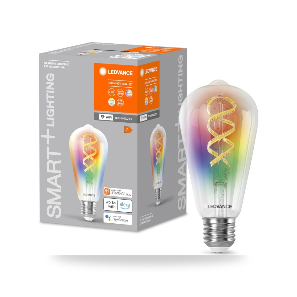 ليدفانس واي فاي ذكي E60D 6W - 827 230V FIL RGBW E27 4X1 LEDV، الرصاص