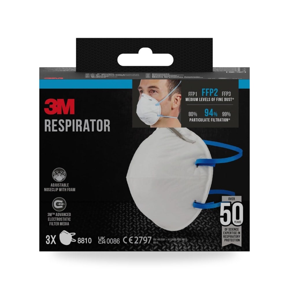 جهاز 3M جهاز تنفس 8810C3 FFP2، مشبك أنف مرن