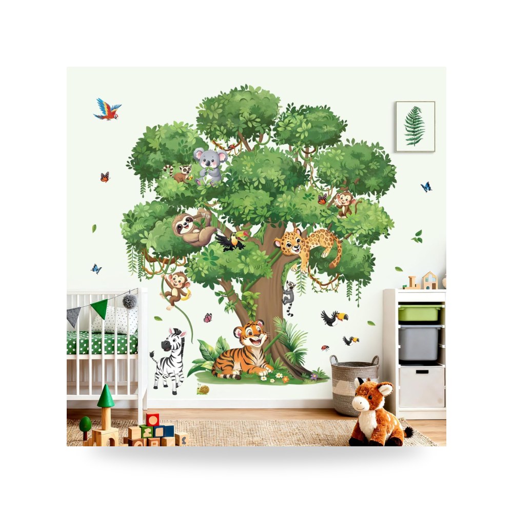 ديكال مايل ملصقات حائط كبيرة بتصميم حيوانات الغابة بتصميم