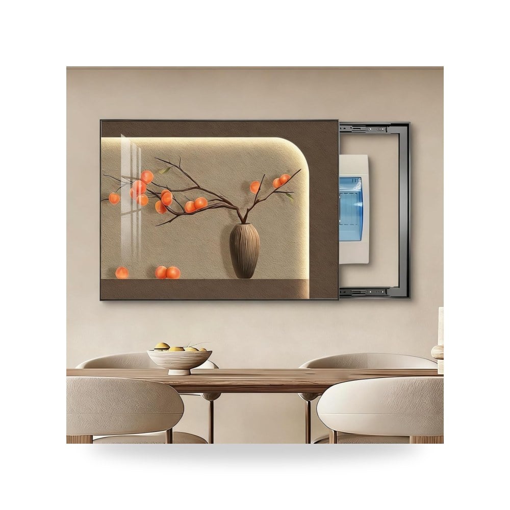 غطاء صندوق متر ديكوري سهل التركيب بتصميم عمودي للمكتب والمطعم بلون اسود مقاس 31.5 × 23.6
