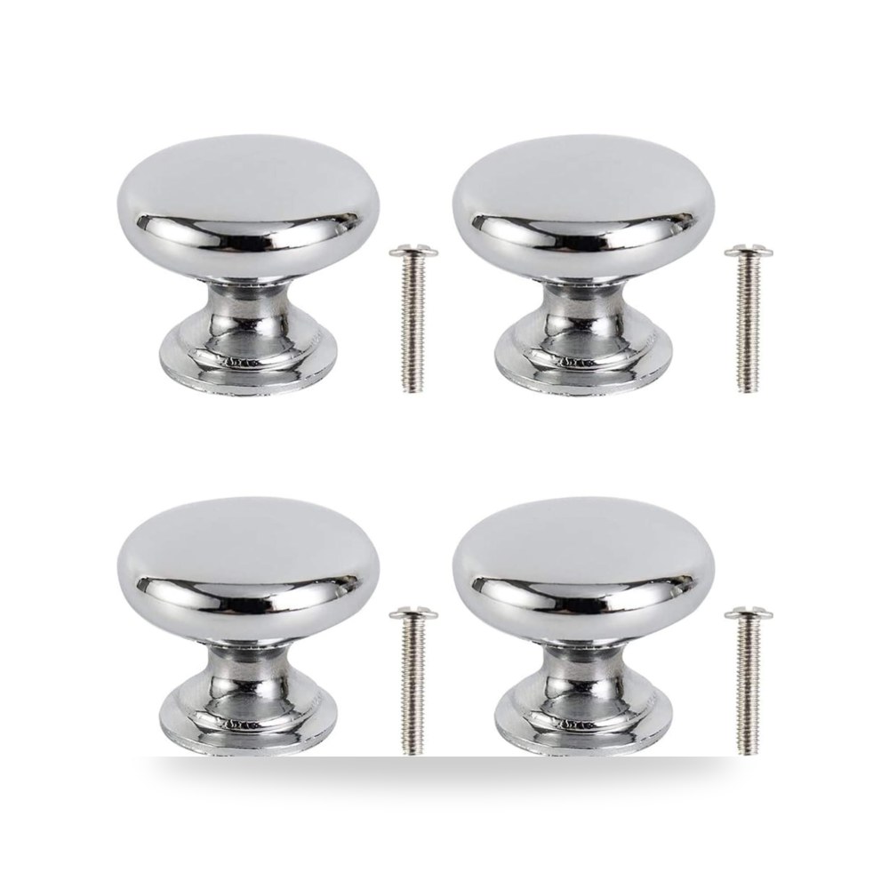 طقم مقابض وأزرار دواليب وخزائن المطبخ العصرية 4 قطع كروم لامع مصقول (Polished Chrome) موديل B0G2LVD826